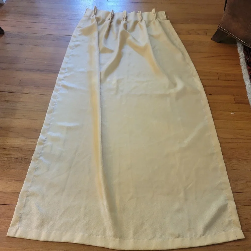 VTG 70s Window‎ Curtain Panels Drapes Set of 2 Yellow Pinch Pleat Beige 23